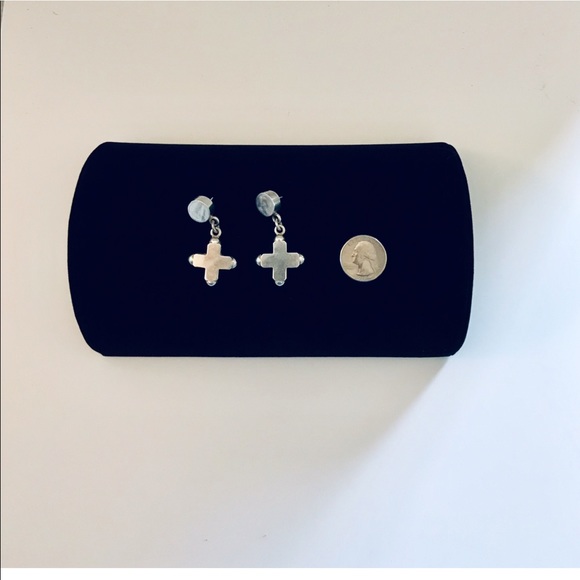 Vintage Sterling Silver Cross Earrings - Picture 5 of 5